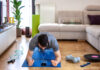 man exercising doing workout at home