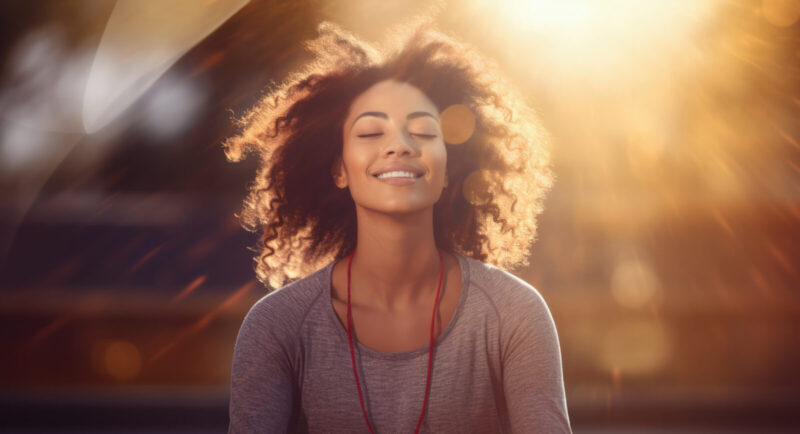 Young woman in her outdoors yoga moment